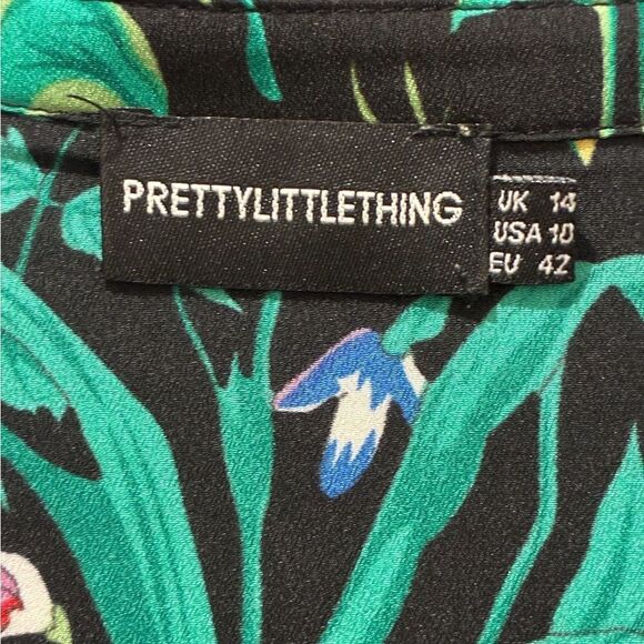 PRETTYLITTLETHING Long Sleeve Floral Maxi Dress Black Women’s Size 10 - Picture 6 of 8